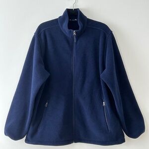 Lands End Navy Blue Aircore-200 Polartec Fleece Zip Up Jacket